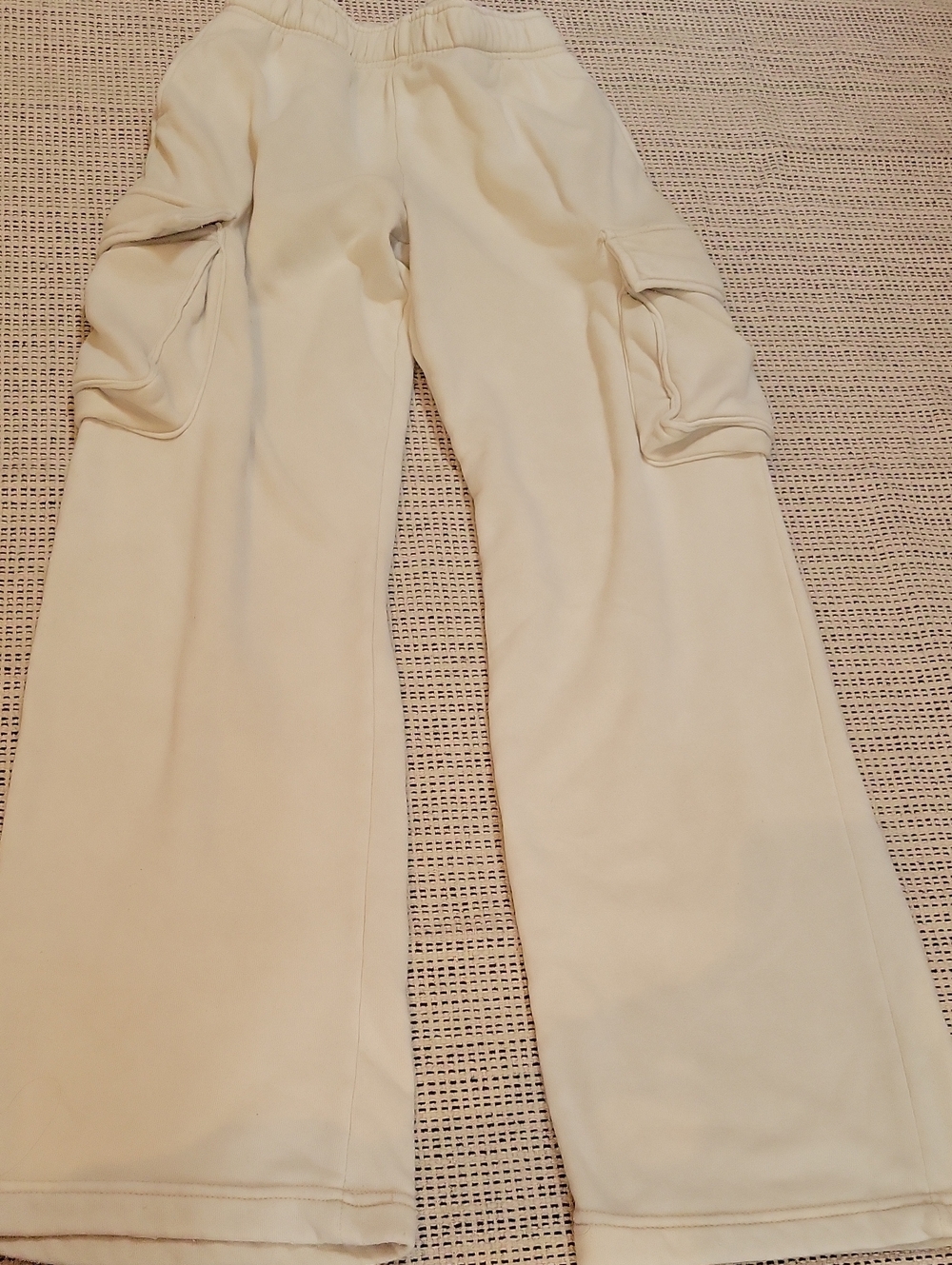 Wide Leg Cream Cargo Sweatpants Size Small